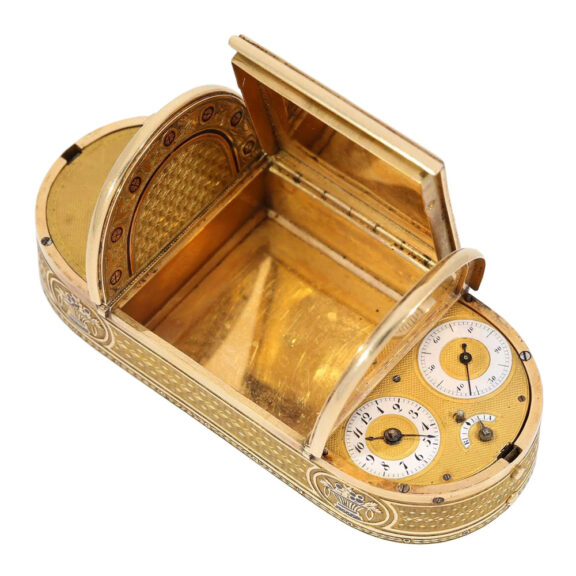 Swiss snuffbox with watch and musical movement Circa 1810