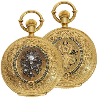 Swiss gold quarter repeating lever with automaton Circa 1880