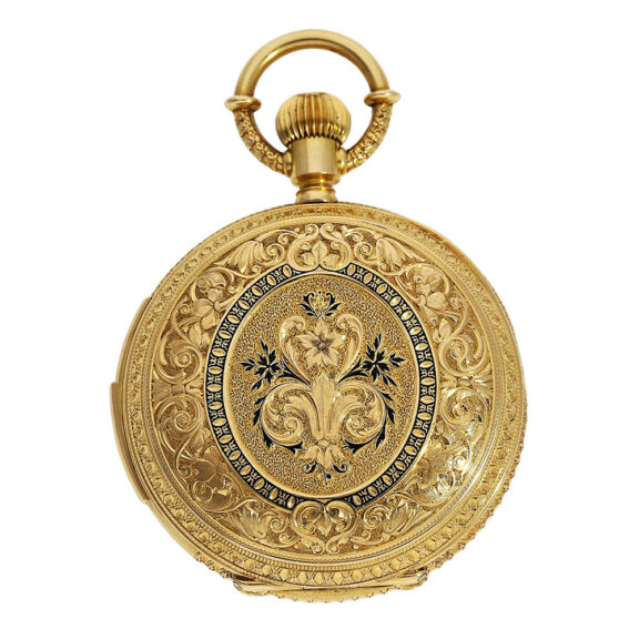 Swiss gold quarter repeating lever with automaton Circa 1880 Swiss gold quarter repeating lever with automaton Circa 1880