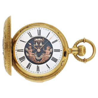 Swiss gold quarter repeating lever with automaton Circa 1880