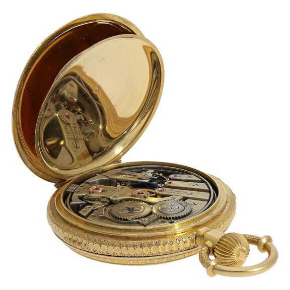 Swiss gold quarter repeating lever with automaton Circa 1880 Swiss gold quarter repeating lever with automaton Circa 1880