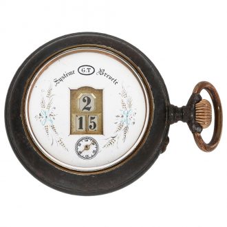 Swiss large digital pocket watch in the manner of Pallweber Circa 1890