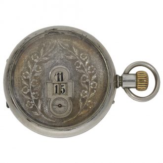 Swiss large digital pocket watch in the manner of Pallweber Circa 1890