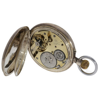 Rare Swiss silver hunting cased watch with digital time Circa 1890