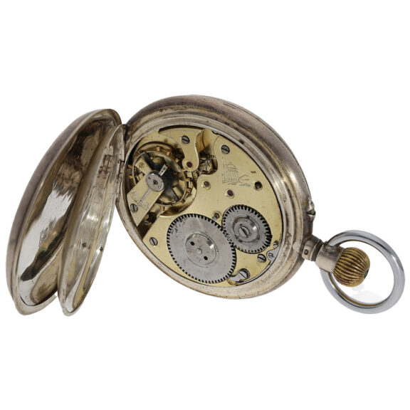 Rare Swiss silver hunting cased watch with digital time Circa 1890 Rare Swiss silver hunting cased watch with digital time Circa 1890