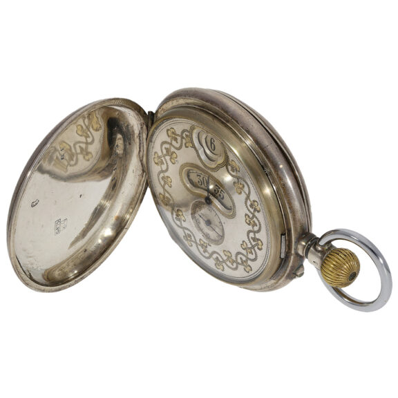 Rare Swiss silver hunting cased watch with digital time Circa 1890 Rare Swiss silver hunting cased watch with digital time Circa 1890
