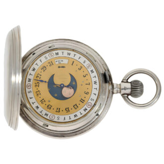 English silver keyless double-dialled pocket watch Circa 1882