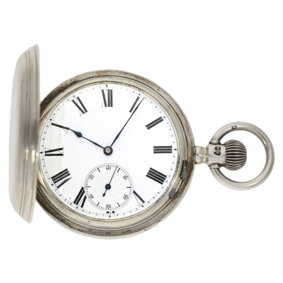 English silver keyless double-dialled pocket watch Circa 1882 English silver keyless double-dialled pocket watch Circa 1882