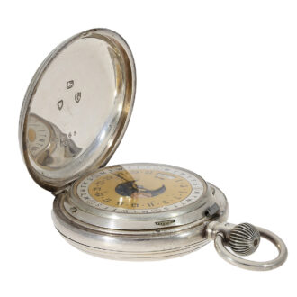English silver keyless double-dialled pocket watch Circa 1882