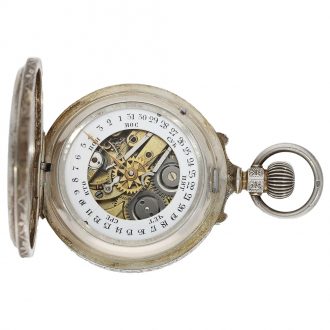 Rare Swiss silver double-dialled pocket watch Circa 1880