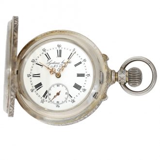 Rare Swiss silver double-dialled pocket watch Circa 1880