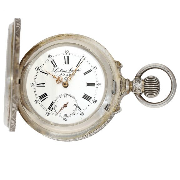 Rare Swiss silver double-dialled pocket watch Circa 1880 Rare Swiss silver double-dialled pocket watch Circa 1880