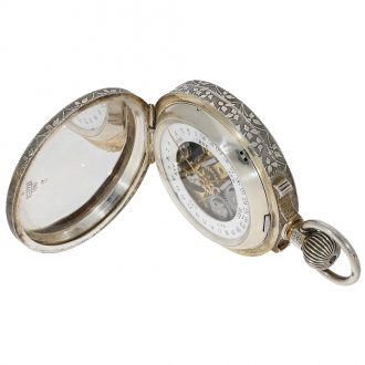 Rare Swiss silver double-dialled pocket watch Circa 1880