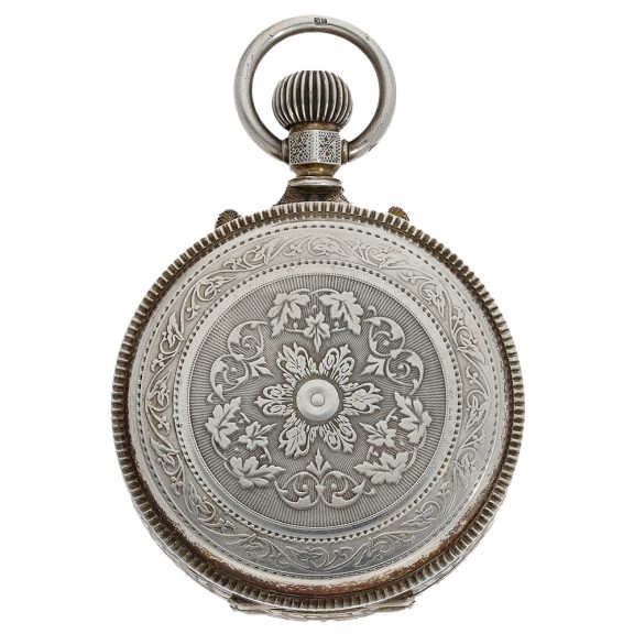 Rare Swiss silver double-dialled pocket watch Circa 1880 Rare Swiss silver double-dialled pocket watch Circa 1880