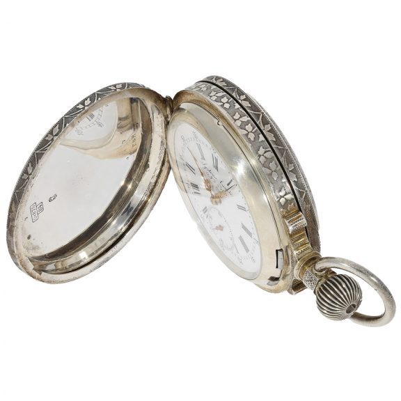 Rare Swiss silver double-dialled pocket watch Circa 1880 Rare Swiss silver double-dialled pocket watch Circa 1880