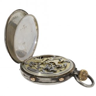 English silver pocket watch with split-seconds chronograph Circa 1890