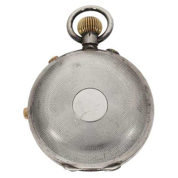 English silver pocket watch with split-seconds chronograph Circa 1890 English silver pocket watch with split-seconds chronograph Circa 1890
