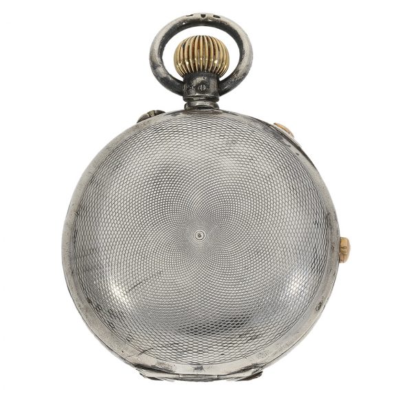 English silver pocket watch with split-seconds chronograph Circa 1890 English silver pocket watch with split-seconds chronograph Circa 1890