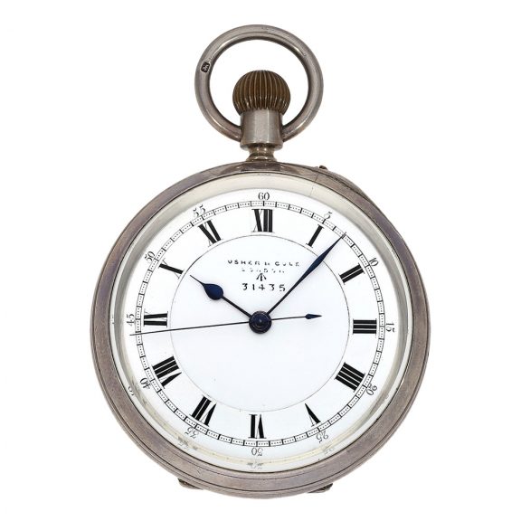 English lever deck watch in a silver open face case Circa 1915