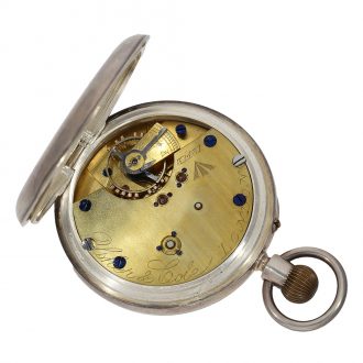 English lever deck watch in a silver open face case Circa 1915