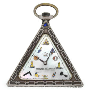 Swiss triangular form watch with Masonic motifs Circa 1935