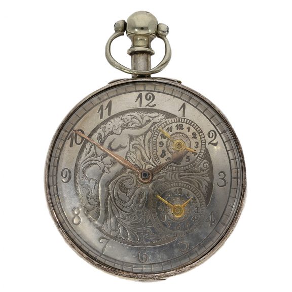 English verge with an erotic scene and two time zones Circa 1820 English verge with an erotic scene and two time zones Circa 1820