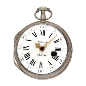 Early Italian silver open faced verge pocket watch Circa 1750