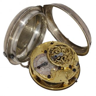Early Italian silver open faced verge pocket watch Circa 1750