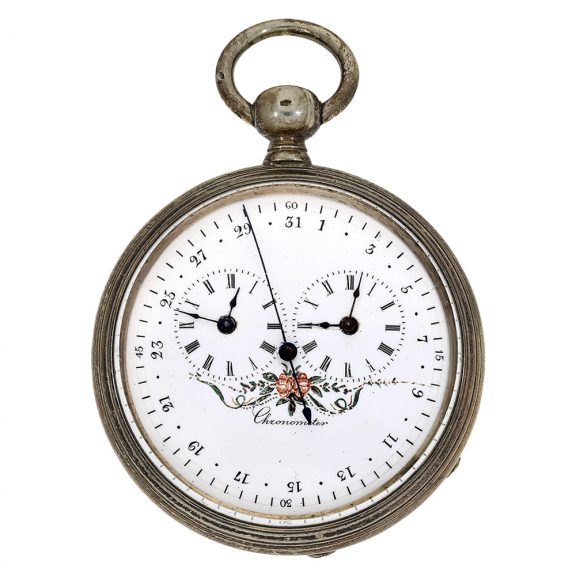 English chronometer with dual time and jumping seconds Circa 1850