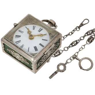 Rare English square Renaissance-style pendant watch Circa 1800