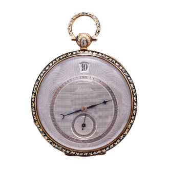 Swiss gold cylinder watch with decentralized dial Circa 1830-1840