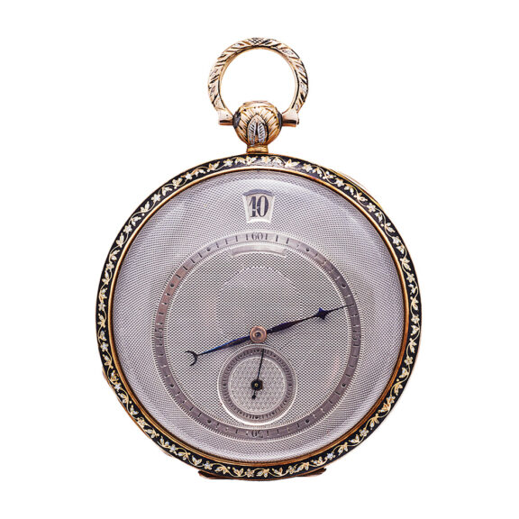 Swiss gold cylinder watch with decentralized dial Circa 1830-1840 Swiss gold cylinder watch with decentralized dial Circa 1830-1840
