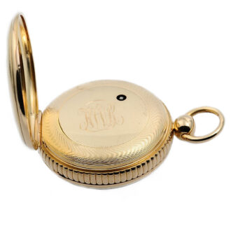 Fine English 18 carat gold open faced duplex watch Circa 1828