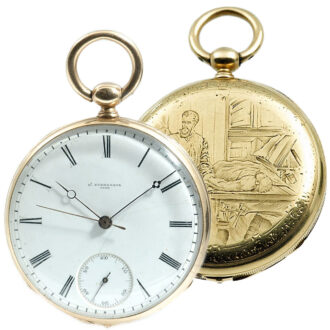 Swiss small gold pocket watch with jumping seconds Circa 1860 Swiss small gold pocket watch with jumping seconds Circa 1860