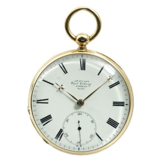 Fine English 18 carat gold open faced chronometer Circa 1874