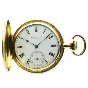 Fine Swiss 18k gold hunting cased pocket watch Circa 1890