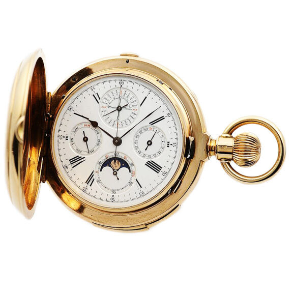Swiss watch with perpetual calendar and moon phases Circa 1890