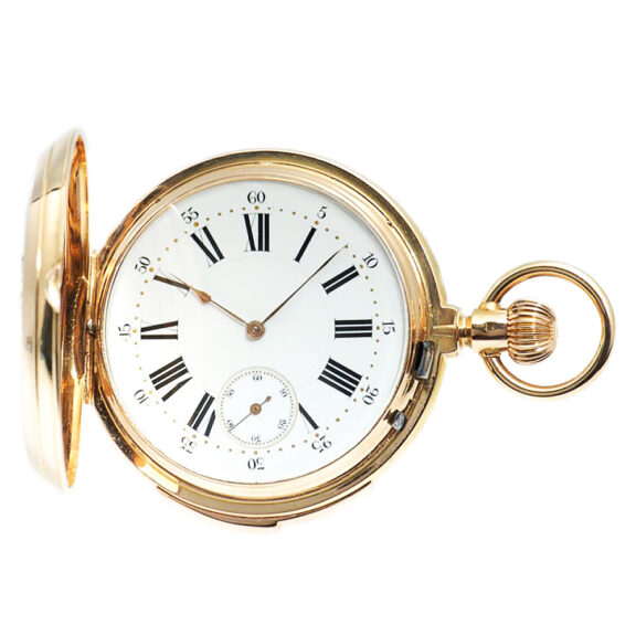 Swiss gold hunting cased five-minute repeating lever Circa 1900