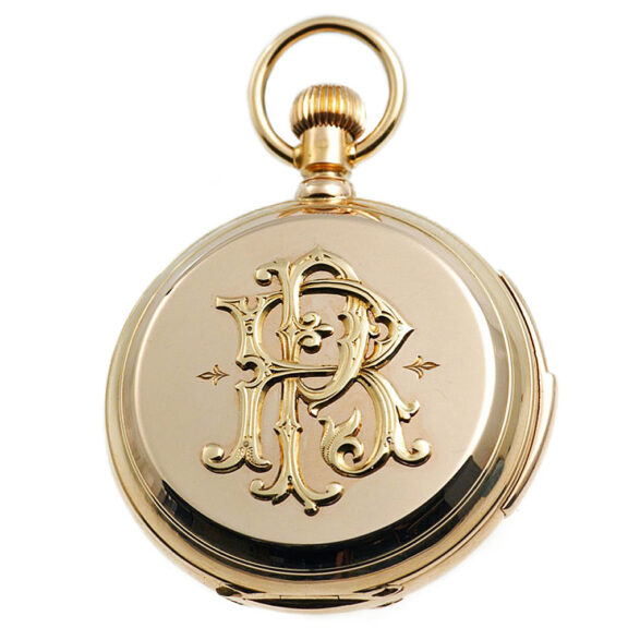 Swiss gold hunting cased five-minute repeating lever Circa 1900 Swiss gold hunting cased five-minute repeating lever Circa 1900