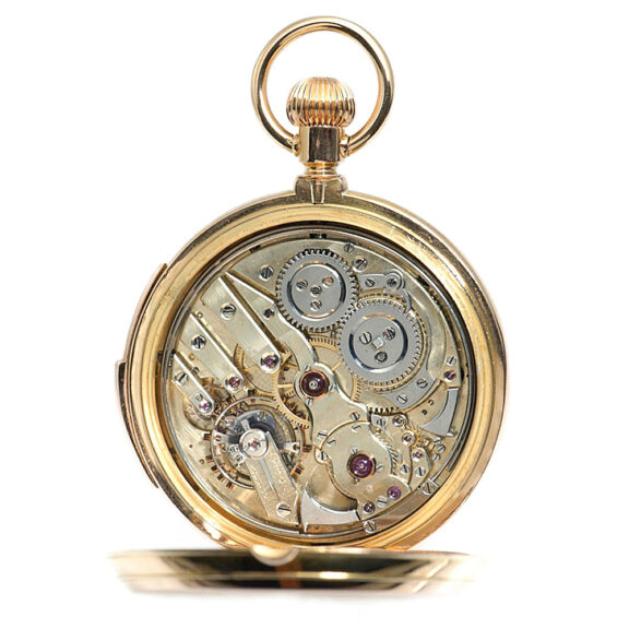 Swiss gold hunting cased five-minute repeating lever Circa 1900 Swiss gold hunting cased five-minute repeating lever Circa 1900