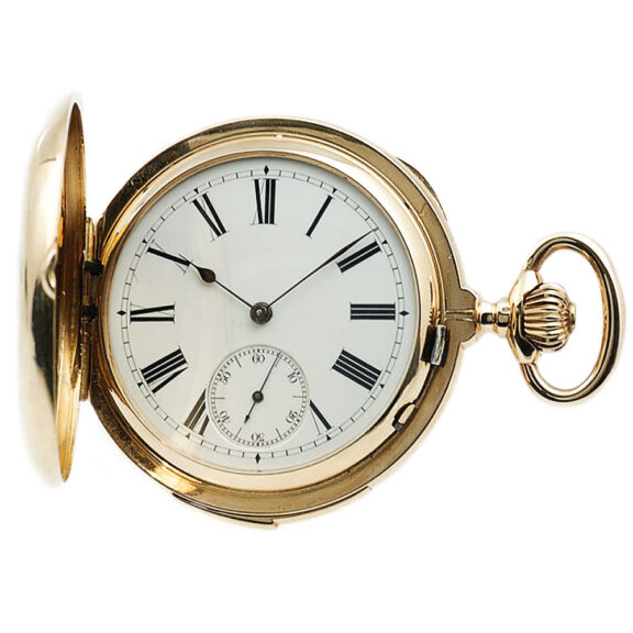 Swiss gold hunting cased five-minute repeating lever Circa 1890 Swiss gold hunting cased five-minute repeating lever Circa 1890