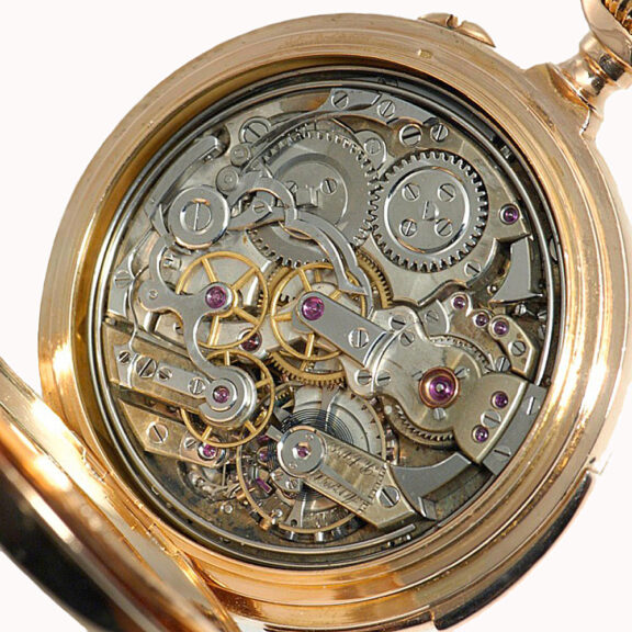 Swiss gold repeating watch with chronograph Circa 1880 Swiss gold repeating watch with chronograph Circa 1880