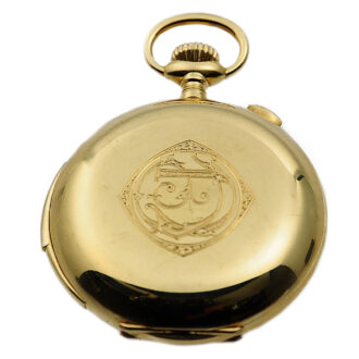 Swiss gold hunting cased minute repeating pocket watch Circa 1920