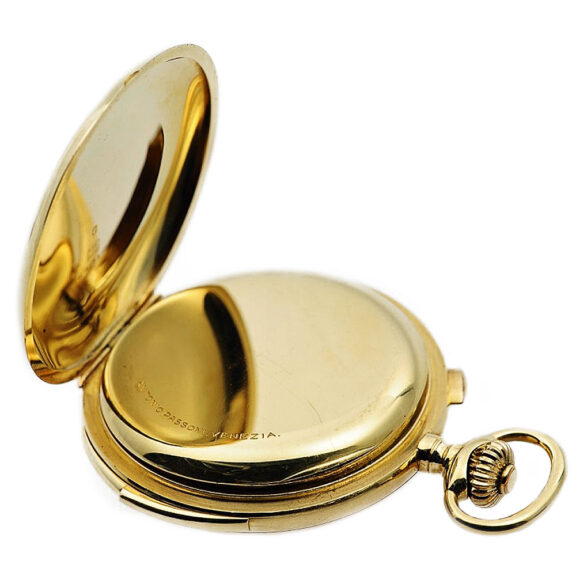 Swiss gold hunting cased minute repeating pocket watch Circa 1920 Swiss gold hunting cased minute repeating pocket watch Circa 1920