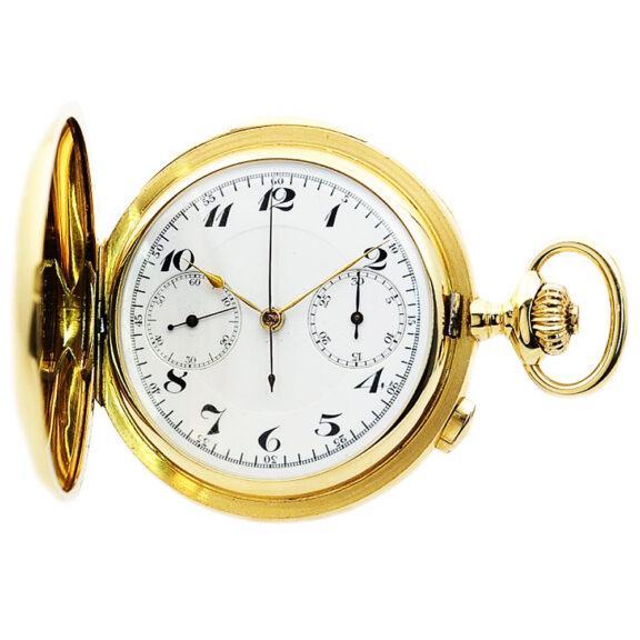 Swiss gold hunting cased minute repeating pocket watch Circa 1920