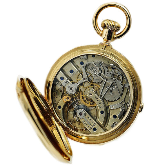 Swiss heavy gold pocket watch with chronograph Circa 1890 Swiss heavy gold pocket watch with chronograph Circa 1890