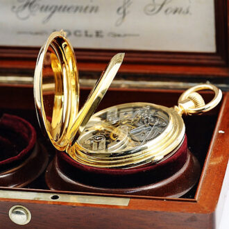 Swiss heavy gold pocket watch with chronograph Circa 1890