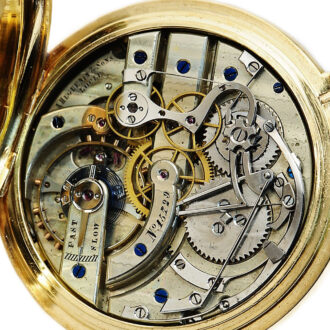 Swiss heavy gold pocket watch with chronograph Circa 1890