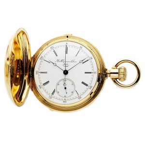 Swiss heavy gold pocket watch with chronograph Circa 1890