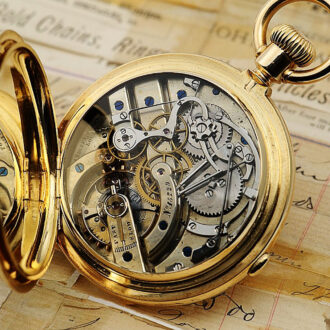 Swiss heavy gold pocket watch with chronograph Circa 1890